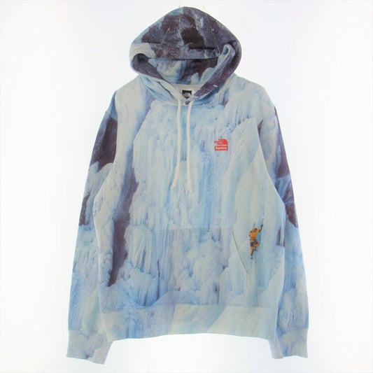 Supreme シュプリーム 21SS × THE NORTH FACE ノースフェイス NT121001 lce Climb Hooded sweatshirt アイス クライム パーカー ライトブルー系 M【美品】【中古】