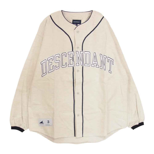 DESCENDANT ディセンダント 22AW 222TQDS-SHM07 BLEEK BASEBALL LS SHIRT ブリーク ベースボール シャツ  ベージュ系 3【極上美品】【中古】