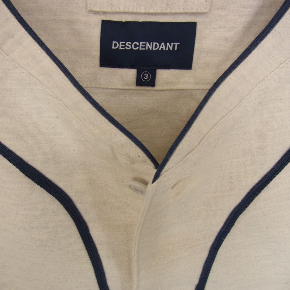 DESCENDANT ディセンダント 22AW 222TQDS-SHM07 BLEEK BASEBALL LS SHIRT ブリーク ベースボール シャツ  ベージュ系 3【極上美品】【中古】
