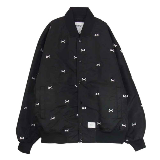 WTAPS ダブルタップス 22SS 221TQDT-JKM01 TEAM JACKE NYLON TWILL TEXTILE クロスボーン刺繍 中綿ジャケット ブルゾン  ブラック系 02【新古品】【未使用】【中古】