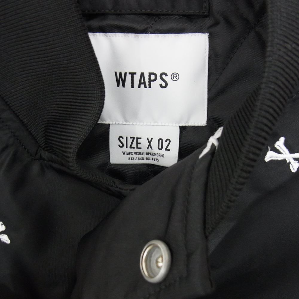 WTAPS ダブルタップス 22SS 221TQDT-JKM01 TEAM JACKE NYLON TWILL TEXTILE クロスボーン刺繍 中綿ジャケット ブルゾン  ブラック系 02【新古品】【未使用】【中古】