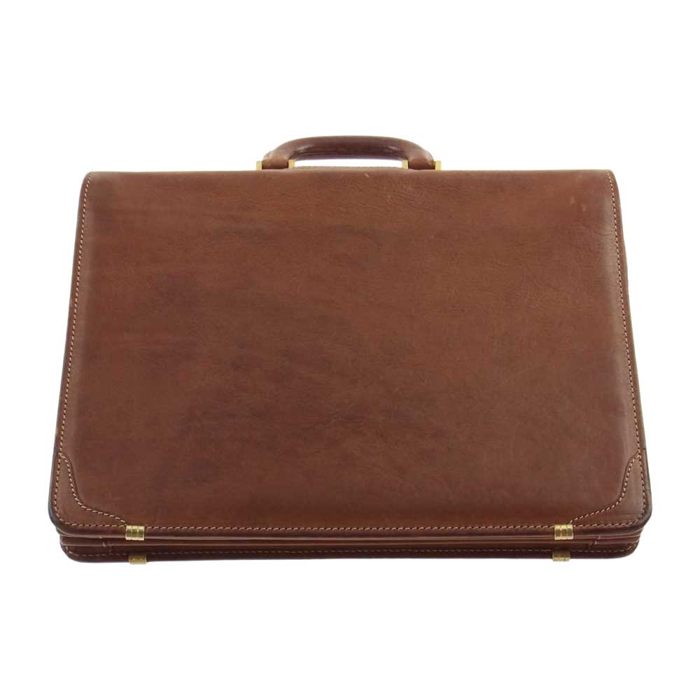 ポリーニ レザー ダレス ビジネス バッグ ブリーフケース ブラウン系【中古】