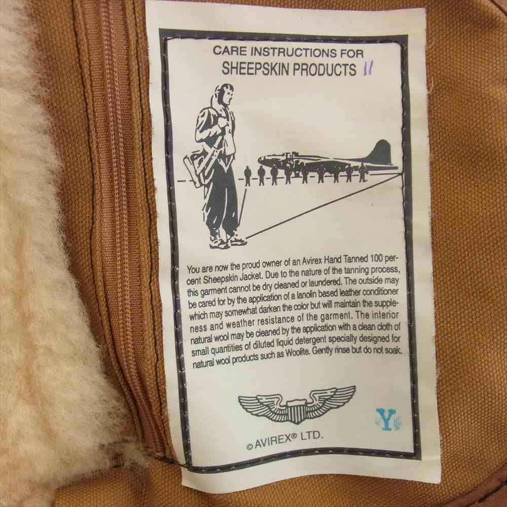 AVIREX アヴィレックス 33H5595 B-3 レザー ムートン ボア ジャケット ブラウン系 36【中古】