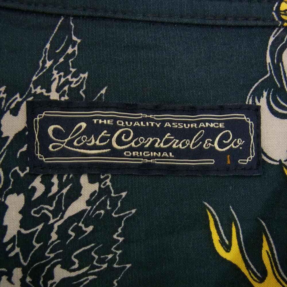 LOST CONTROL ロストコントロール L22S2-2007 OPEN COLLAR SHIRTS オープンカラー 半袖 シャツ グリーン系 1【中古】