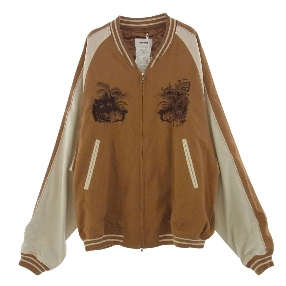 ダブレット 22SS 16BL135 ORGANIC CHAOS SOUVENIR JACKET オーガニック カオス スーベニアジャケット ライトアウター スカジャン ブラウン系 L【新古品】【未使用】【中古】