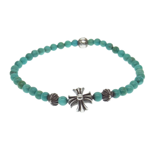 CHROME HEARTS クロムハーツ（原本無） 4㎜ BEAD ターコイズ ビーズ ブレスレット ライトブルー系【中古】