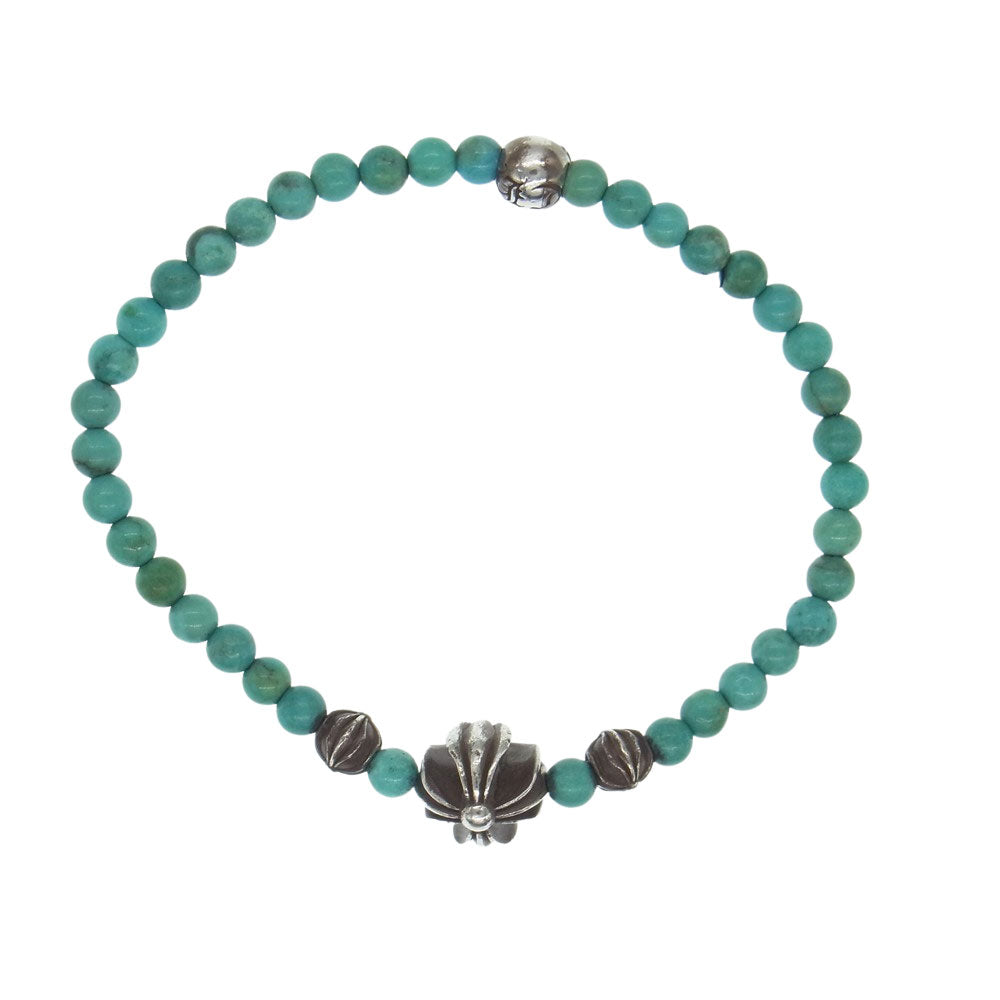 CHROME HEARTS クロムハーツ（原本無） 4㎜ BEAD ターコイズ ビーズ ブレスレット ライトブルー系【中古】