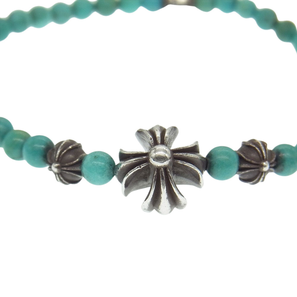 CHROME HEARTS クロムハーツ（原本無） 4㎜ BEAD ターコイズ ビーズ ブレスレット ライトブルー系【中古】