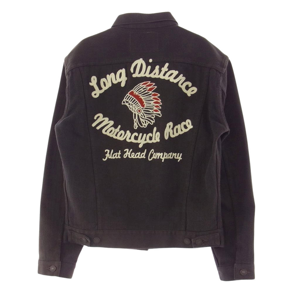 THE FLAT HEAD ザフラットヘッド 6004W SPECIAL DOBBY JKT モーターサイクル バック刺繍 ドビー ワークジャケット チャコール系 38【中古】