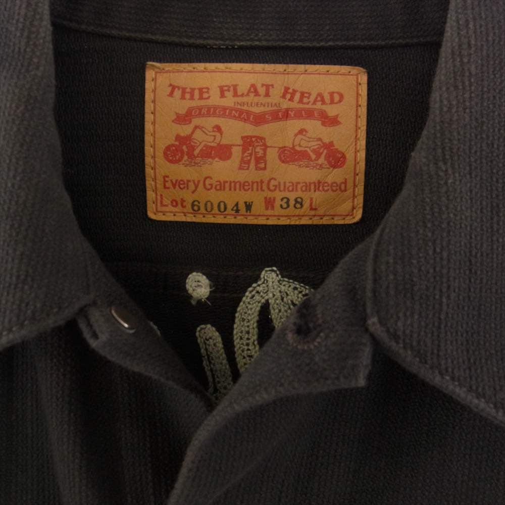 THE FLAT HEAD ザフラットヘッド 6004W SPECIAL DOBBY JKT モーターサイクル バック刺繍 ドビー ワークジャケット チャコール系 38【中古】