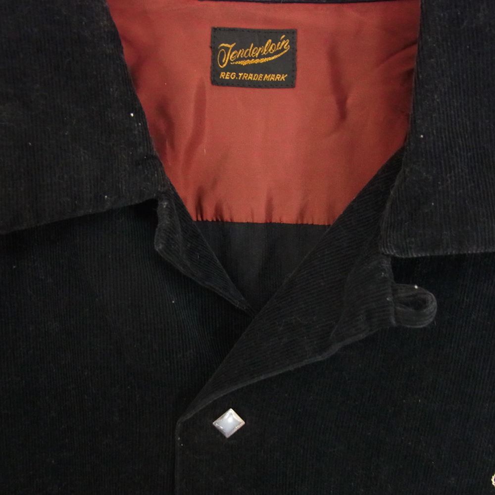 TENDERLOIN テンダーロイン T-CORDUROY SHT ロゴ刺繍 コーデュロイ 長袖 シャツ ブラック系 L【中古】