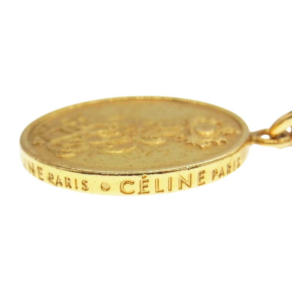 CELINE セリーヌ マカダム コインモチーフ ネックレス GP ゴールド  ゴールド系【中古】