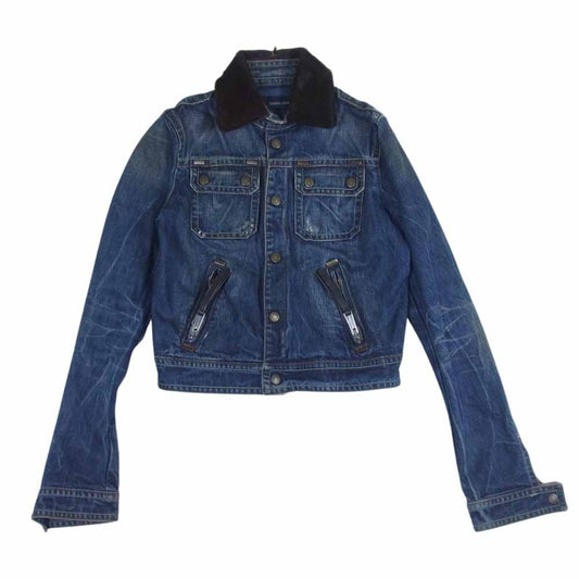 DSQUARED2 ディースクエアード 襟ハラコ切替 デニムジャケット インディゴブルー系 42【中古】