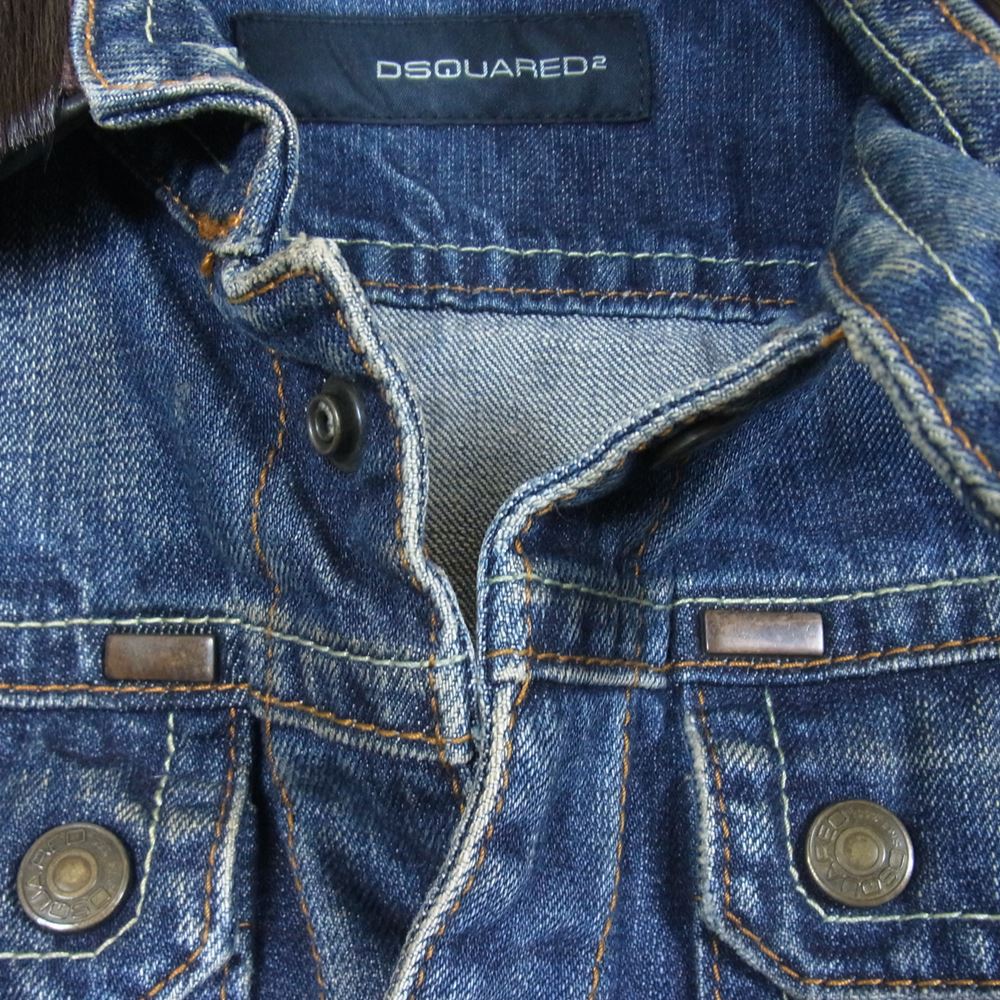 DSQUARED2 ディースクエアード 襟ハラコ切替 デニムジャケット インディゴブルー系 42【中古】