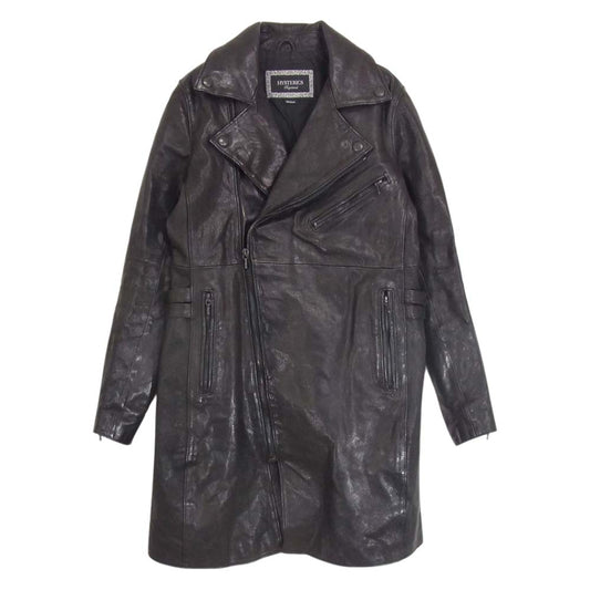 HYSTERIC GLAMOUR ヒステリックグラマー ゴートレザー ライダース ロングコート ブラック系 M【中古】