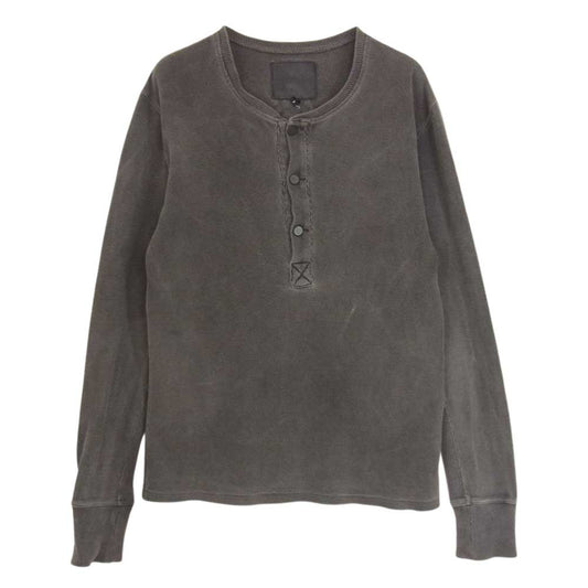 ISAMUKATAYAMA BACKLASH イサムカタヤマバックラッシュ B-T02 レザーボタン ヘンリーネック サーマルカットソー 長袖Tシャツ グレー系 1【中古】