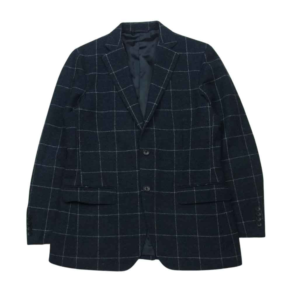 NEWYORKER ニューヨーカー チェック柄 2B ウール テーラード ジャケット 中国製 ダークネイビー系 L【中古】