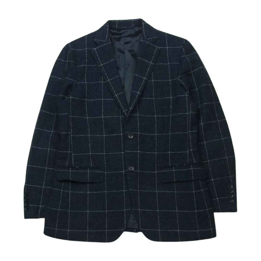 NEWYORKER ニューヨーカー チェック柄 2B ウール テーラード ジャケット 中国製 ダークネイビー系 L【中古】