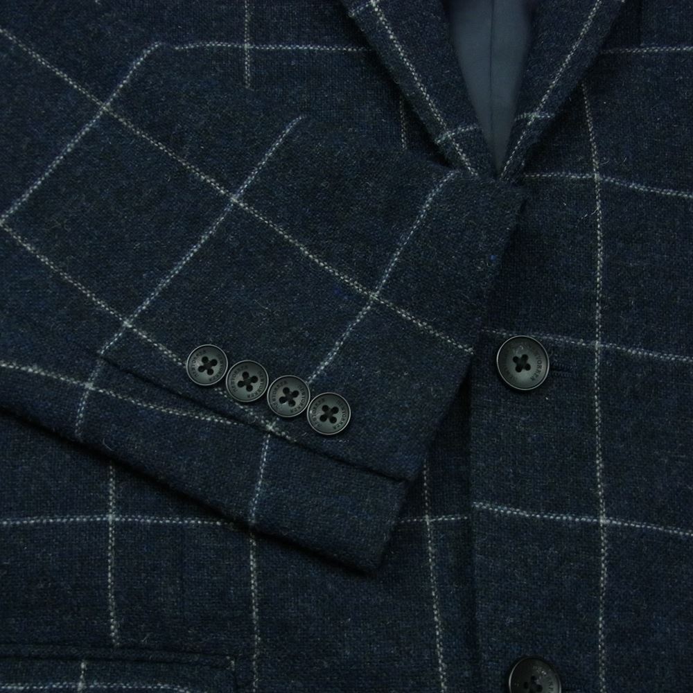 NEWYORKER ニューヨーカー チェック柄 2B ウール テーラード ジャケット 中国製 ダークネイビー系 L【中古】
