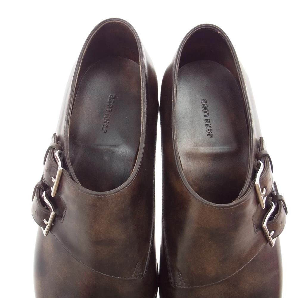 John Lobb ジョンロブ 極上美品 CHAPEL チャペル  ミュージアムカーフ ダブルモンクストラップ シューズ ブラウン系【美品】【中古】