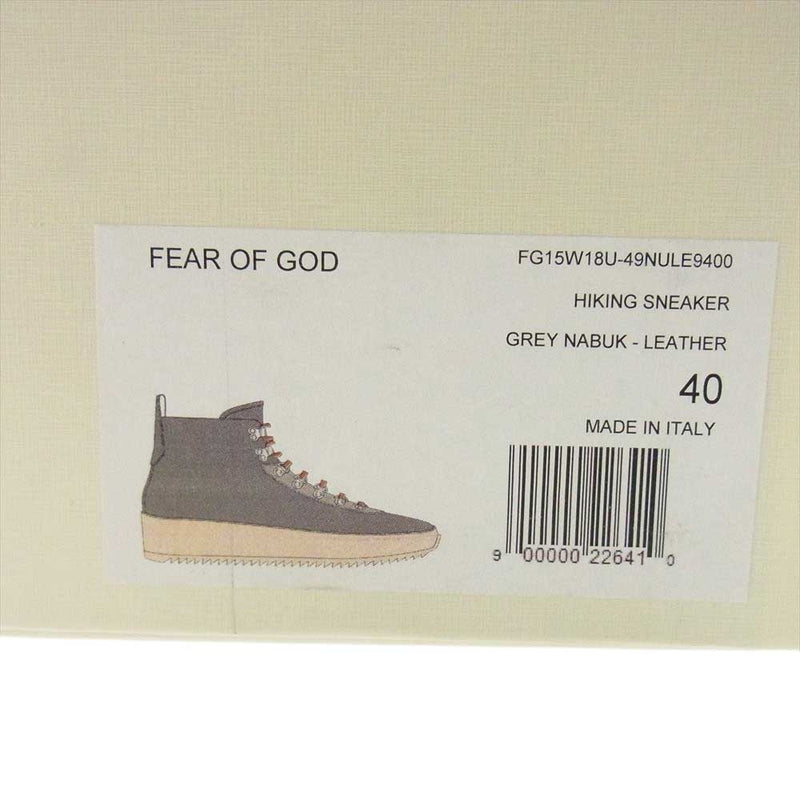 FEAR OF GOD フィアオブゴッド Hiking Sneaker ヌバック レザー ハイキングスニーカー グレー系 40【美品】【中古】