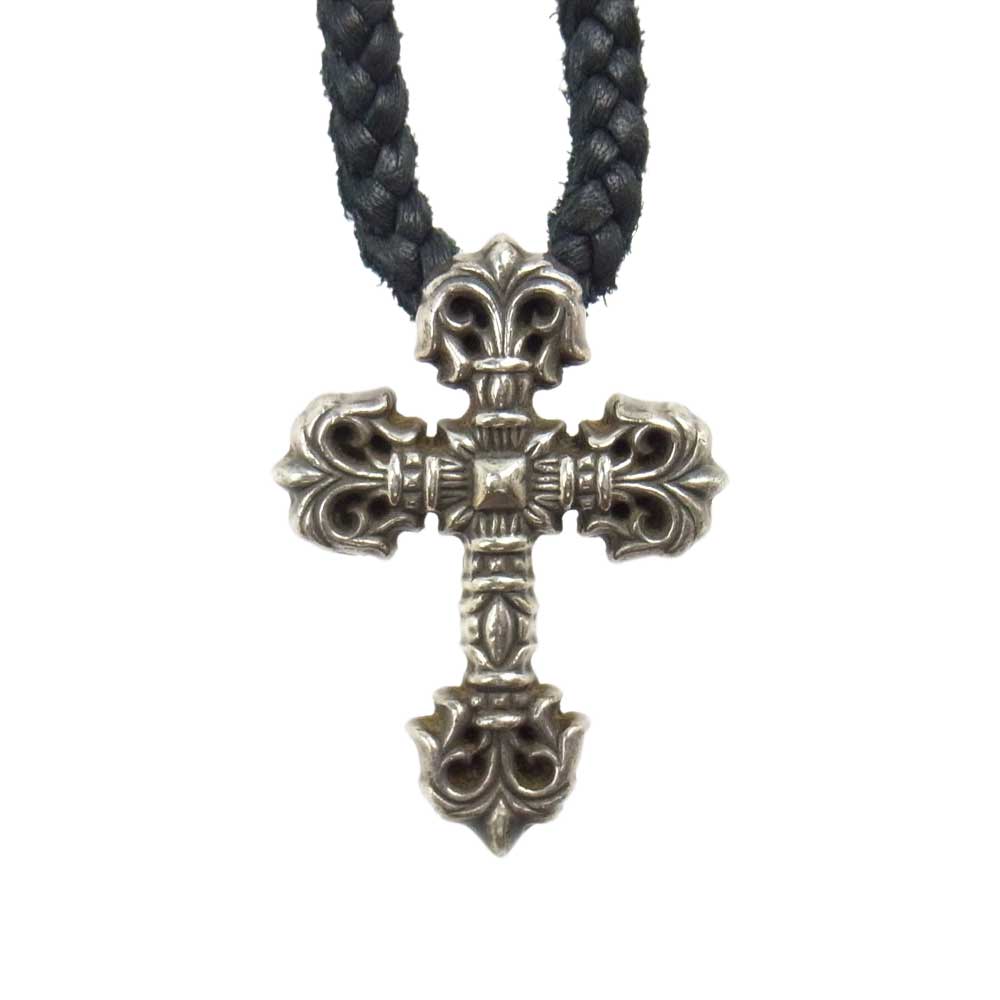 CHROME HEARTS クロムハーツ（原本無） FILIG CROSS-XSM フィリグリー クロス XS レザーブレード ネックレス シルバー系【中古】