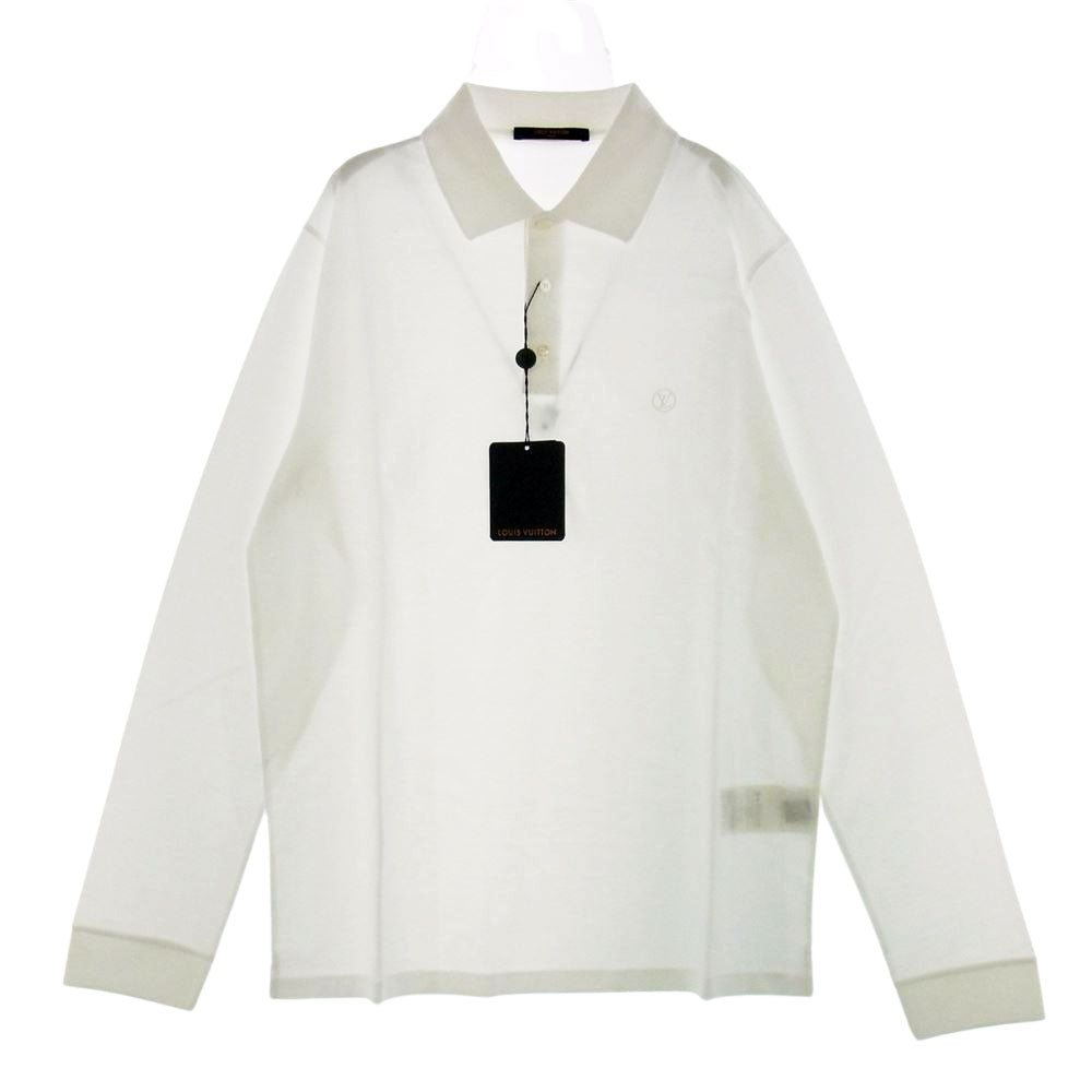 LOUIS VUITTON ルイ・ヴィトン HAY34W ロゴ 刺繍 ポロシャツ 長袖 ホワイト系 XL【中古】