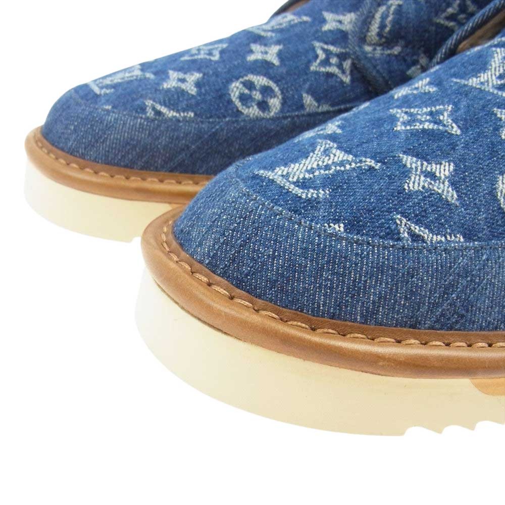 LOUIS VUITTON ルイ・ヴィトン 1A81GQ NIGO モノグラム コージーライン デニム アンクル  ムートン ブーツ インディゴブルー系 9【美品】【中古】