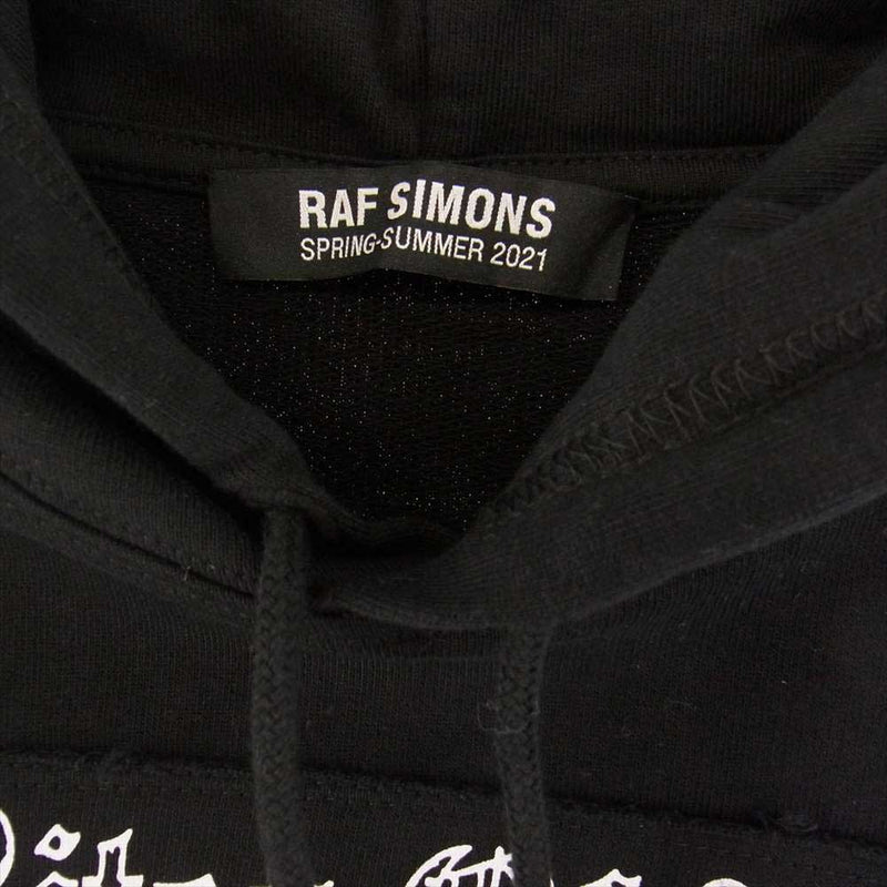 RAF SIMONS ラフシモンズ 21SS REGULAR FIT HOODIE RITES OF JOY パッチ デザイン プルオーバー パーカー ブラック系 S【美品】【中古】