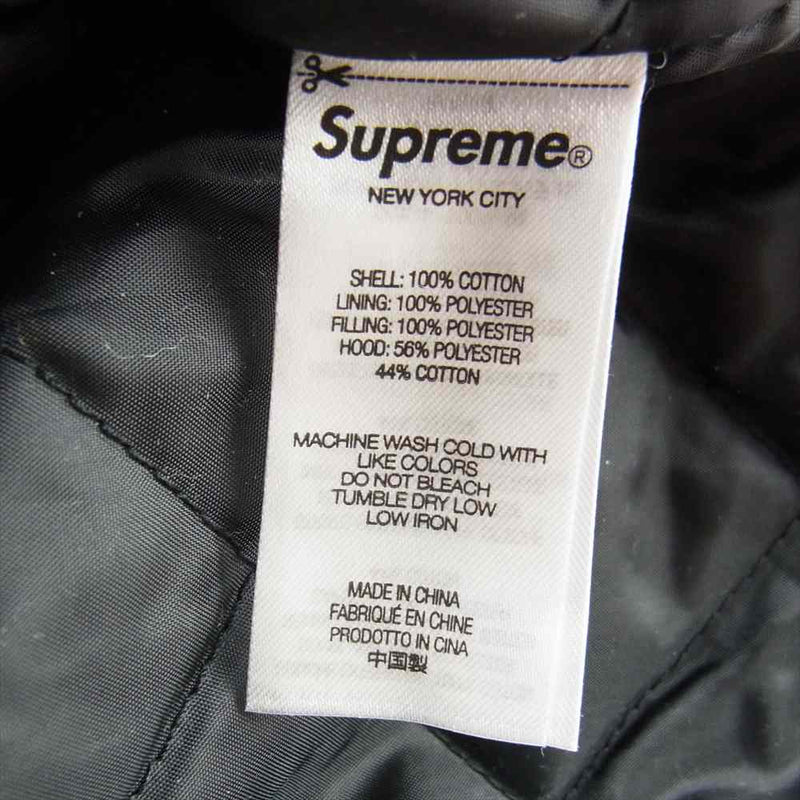 L 黒 Supreme Hooded Flannel Zip Up Shirt