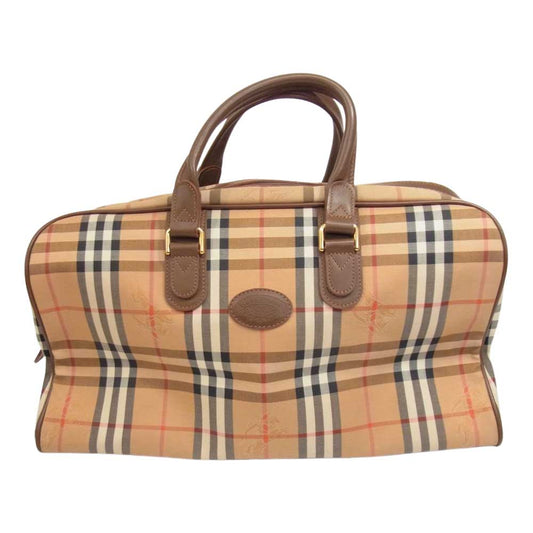 BURBERRY バーバリー シャドウホース ノバチェック ボストン バッグ ブラウン系【中古】