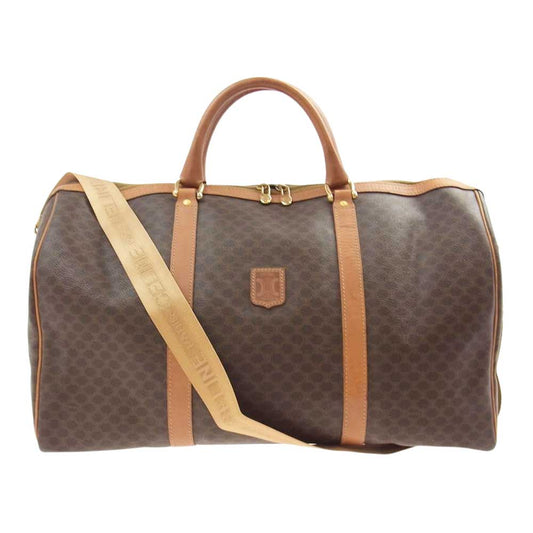 CELINE セリーヌ オールド 2Way マカダム ボストン ショルダー バッグ ブラウン系【中古】