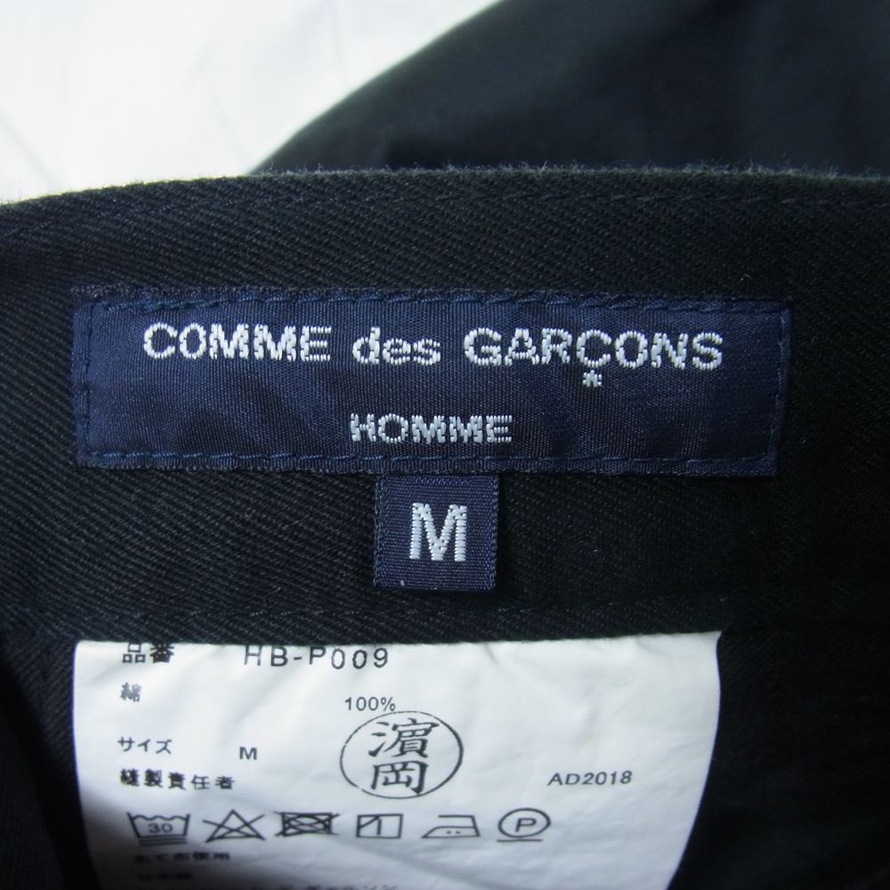 COMME des GARCONS HOMME コムデギャルソンオム HB-P009 AD2018 綿 チノクロス タック パンツ タックチノトラウザー ブラック系 M【中古】