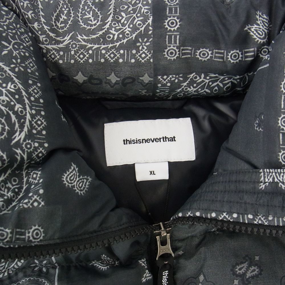 ディスイズネバーザット 20AW PERTEX T DOWN JACKET パーテックス バンダナ ダウンジャケット ブラック系 グレー系 XL【新古品】【未使用】【中古】
