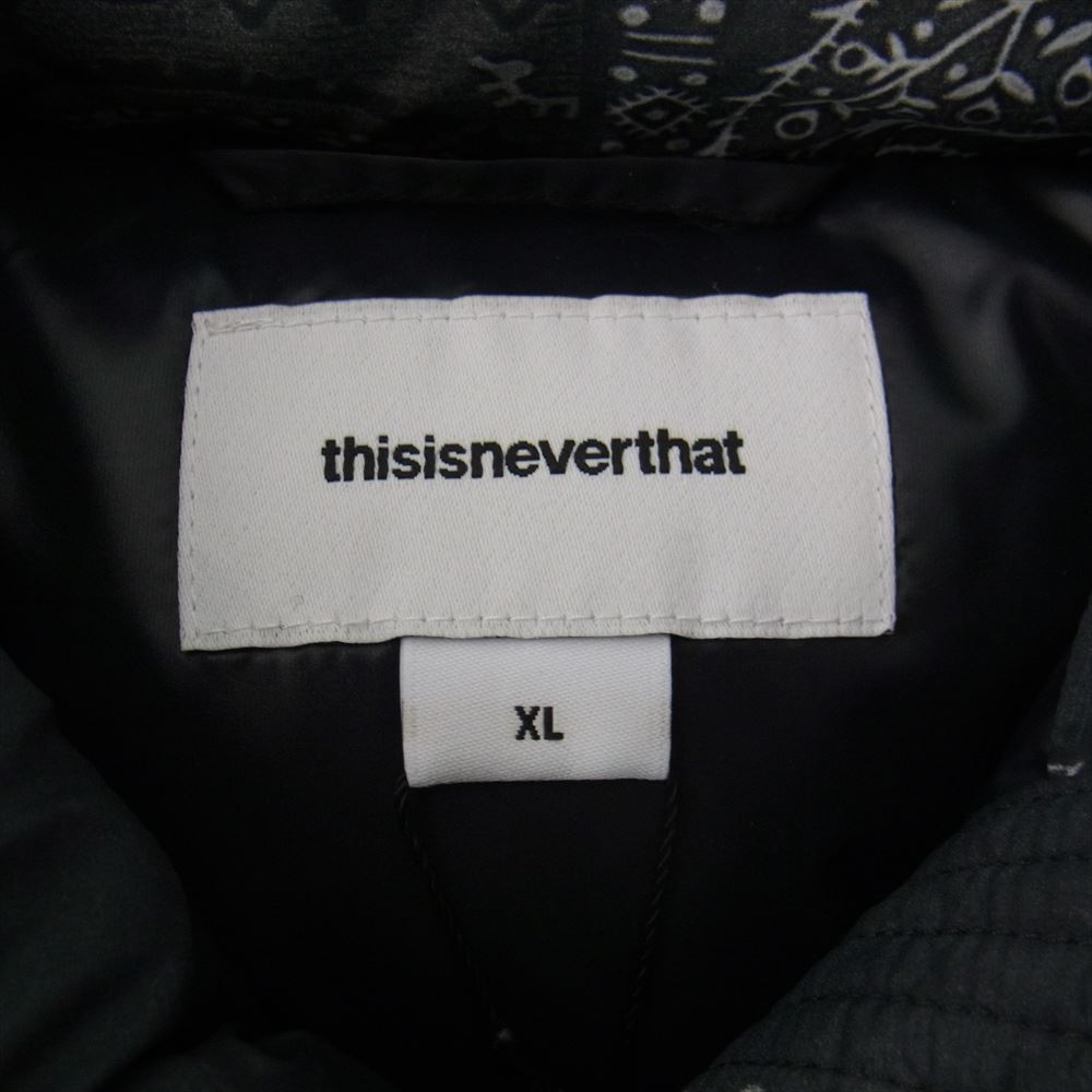 ディスイズネバーザット 20AW PERTEX T DOWN JACKET パーテックス バンダナ ダウンジャケット ブラック系 グレー系 XL【新古品】【未使用】【中古】