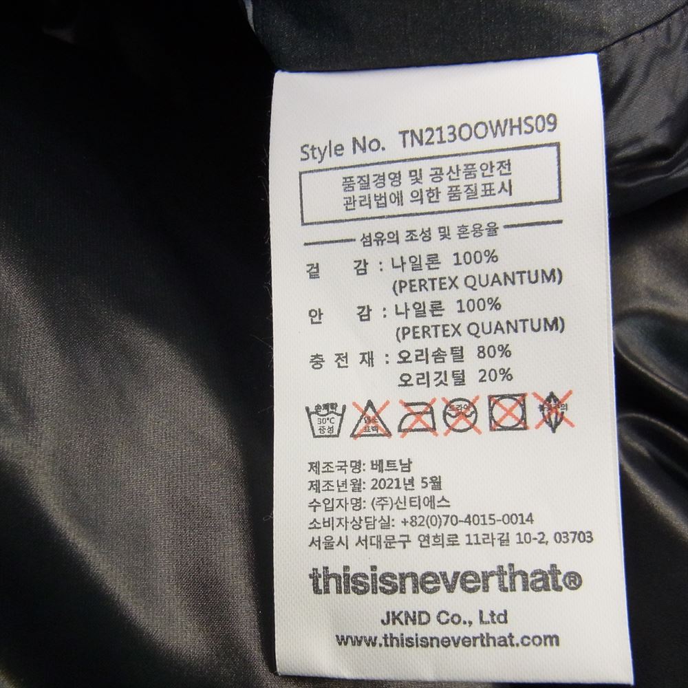 ディスイズネバーザット 20AW PERTEX T DOWN JACKET パーテックス バンダナ ダウンジャケット ブラック系 グレー系 XL【新古品】【未使用】【中古】