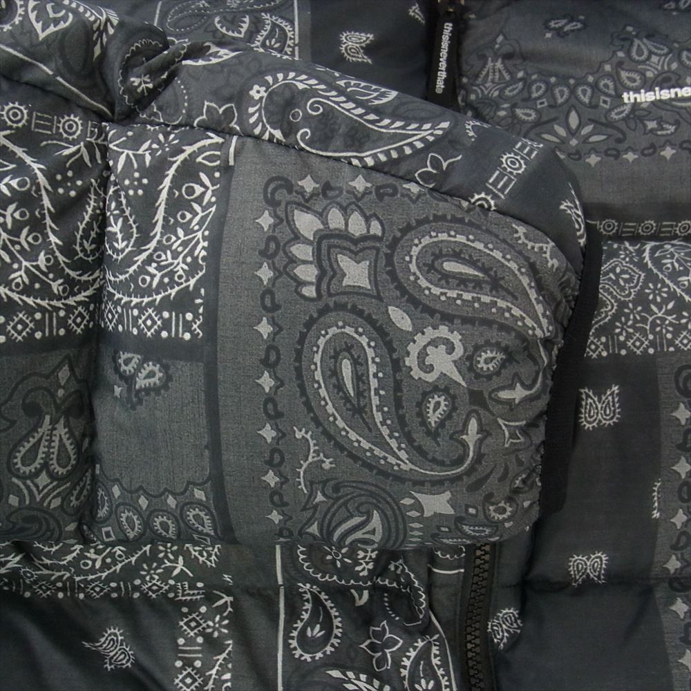 ディスイズネバーザット 20AW PERTEX T DOWN JACKET パーテックス バンダナ ダウンジャケット ブラック系 グレー系 XL【新古品】【未使用】【中古】
