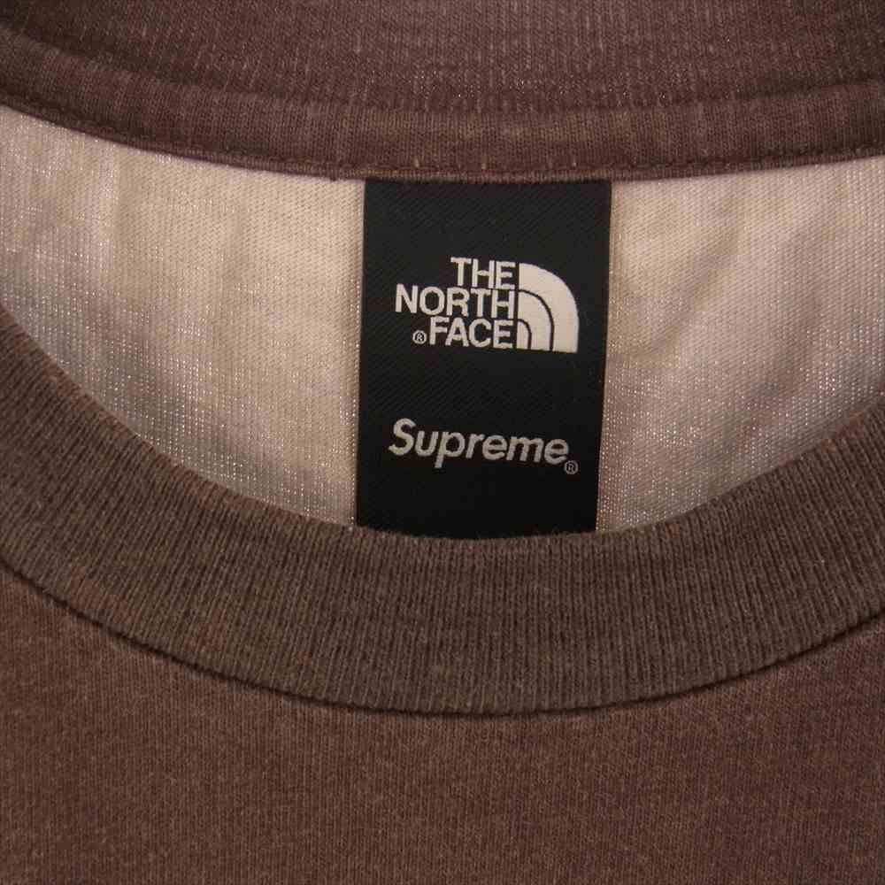 Supreme シュプリーム 22AW NT522021 THE NORTH FACE Pigment Printed L/S ノースフェイス ピグメント プリント ロゴ刺繍 長袖 Tシャツ ブラウン系 XL【極上美品】【中古】