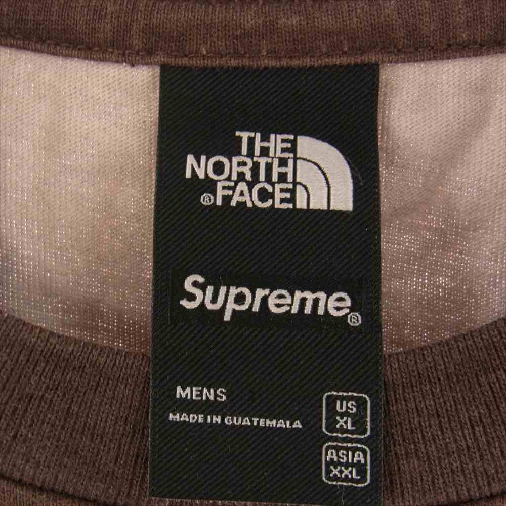 Supreme シュプリーム 22AW NT522021 THE NORTH FACE Pigment Printed L/S ノースフェイス ピグメント プリント ロゴ刺繍 長袖 Tシャツ ブラウン系 XL【極上美品】【中古】