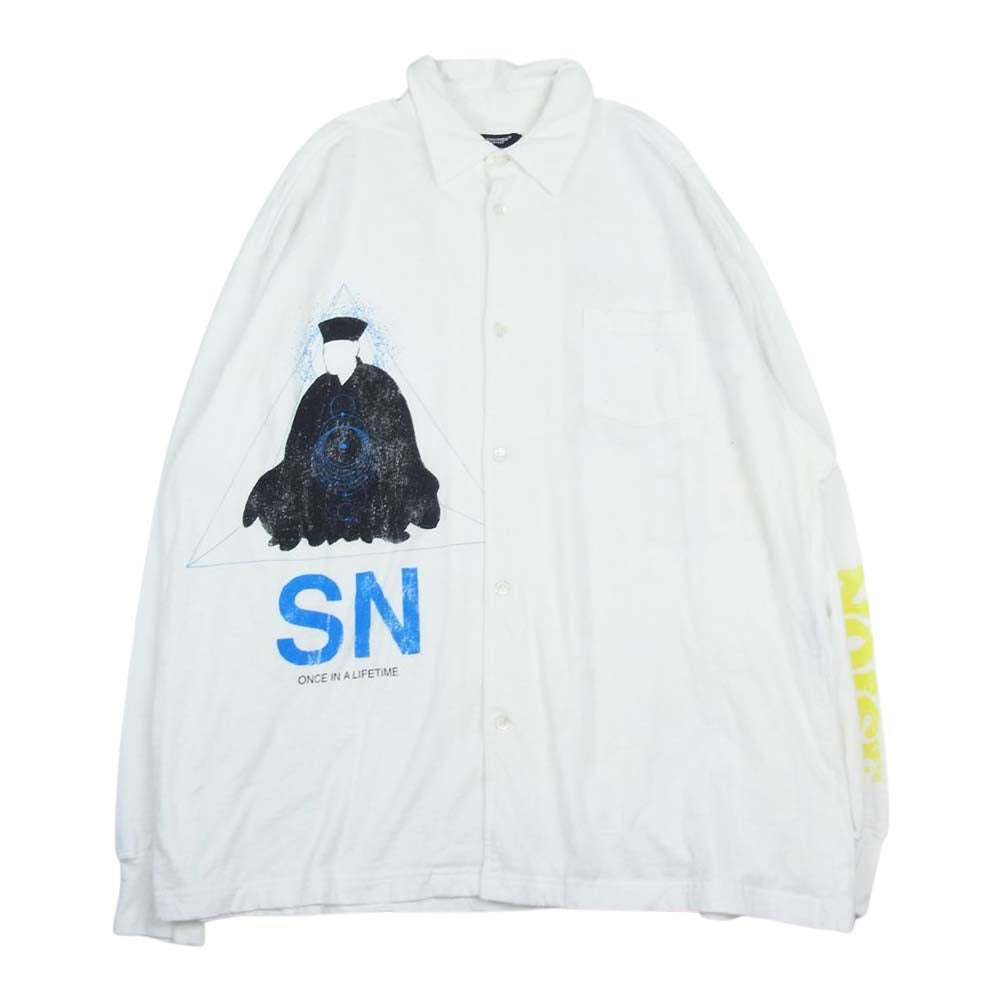 UNDERCOVER アンダーカバー 22SS UC1B4403-1 加工 プリント 長袖 コットン スウェット シャツ ホワイト系 2【中古】