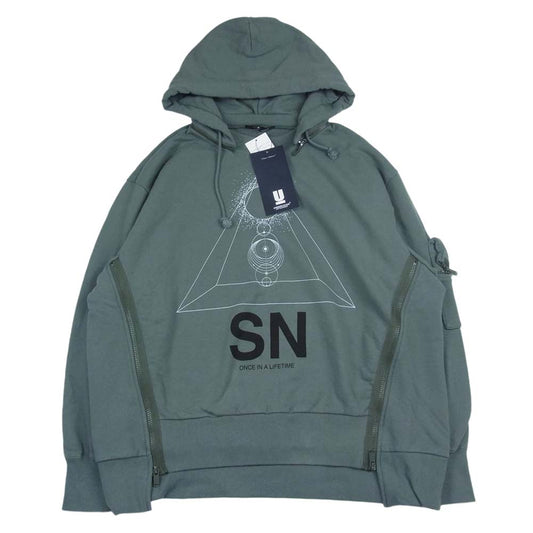UNDERCOVER アンダーカバー 22SS UC1B4808-1 フード 脱着 脇ジップ プルオーバー フーディー パーカー グリーン系 2【中古】