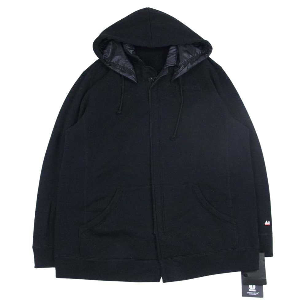UNDERCOVER アンダーカバー 21AW UC2A4102-1 ビキモウウラケ フード付 ラペル Pe 切替 ジップ スウェット ジャケット ブラック系 4【中古】