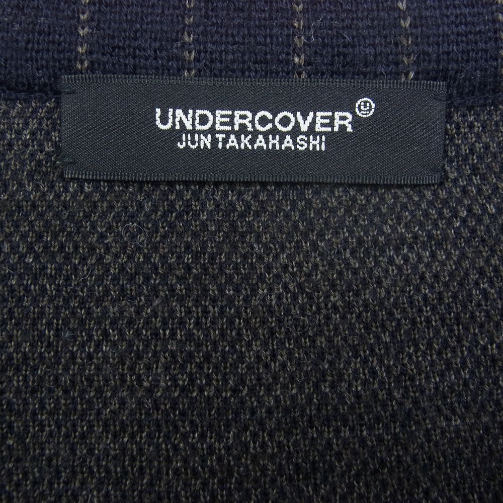 UNDERCOVER アンダーカバー 22SS UC1B4905-2 Plaid Round-Neck Cardigan プレイド ストライプ カーディガン ネイビー系 2【中古】