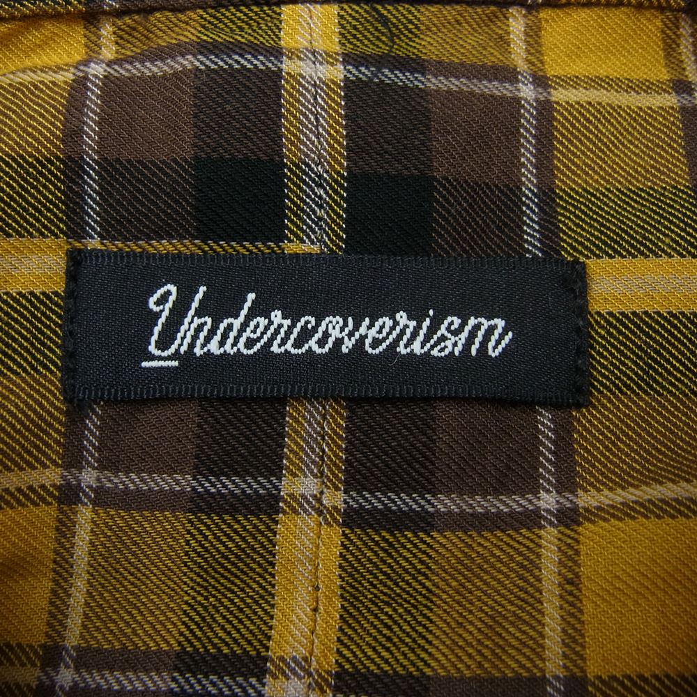 UNDERCOVER アンダーカバー 22SS UI1B44401 Undercoverism アンダーカバーイズム tee切替チェック長袖BIGシャツ 再構築 チェック柄 シャツ イエロー系 3【美品】【中古】