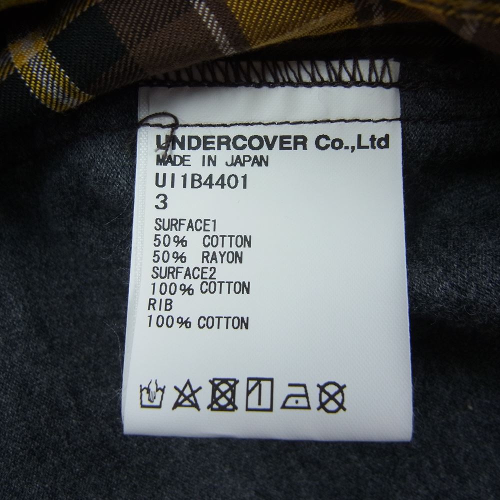UNDERCOVER アンダーカバー 22SS UI1B44401 Undercoverism アンダーカバーイズム tee切替チェック長袖BIGシャツ 再構築 チェック柄 シャツ イエロー系 3【美品】【中古】