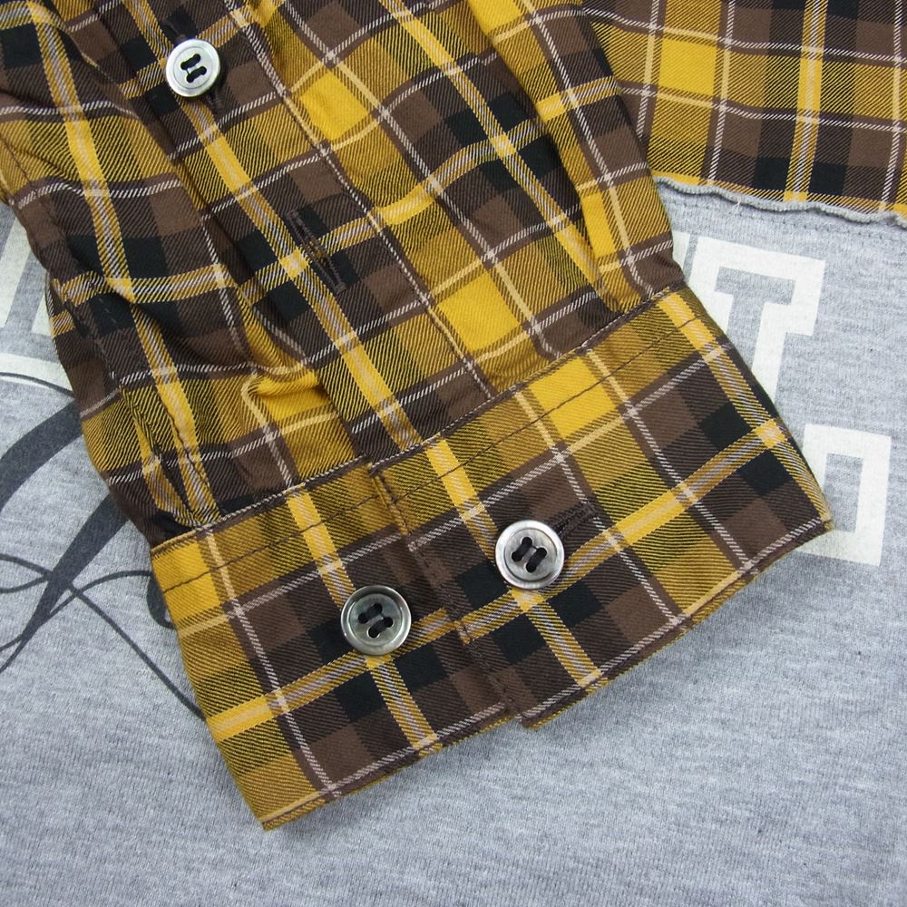 UNDERCOVER アンダーカバー 22SS UI1B44401 Undercoverism アンダーカバーイズム tee切替チェック長袖BIGシャツ 再構築 チェック柄 シャツ イエロー系 3【美品】【中古】