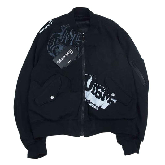 UNDERCOVER アンダーカバー 22SS UI1B4201 Undercoverism アンダーカバーイズム スウェット カスタム ハギ リバーシブル MA-1 再構築 ブルゾン ブラック ブラック系 3【美品】【中古】