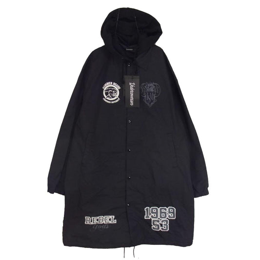 UNDERCOVER アンダーカバー 22SS UI1B4302 Undercoverism アンダーカバーイズム ZIPパーカーMIXロングコーチJKT Uism ドッキング 異素材 モッズ コート ブラック系 3【美品】【中古】