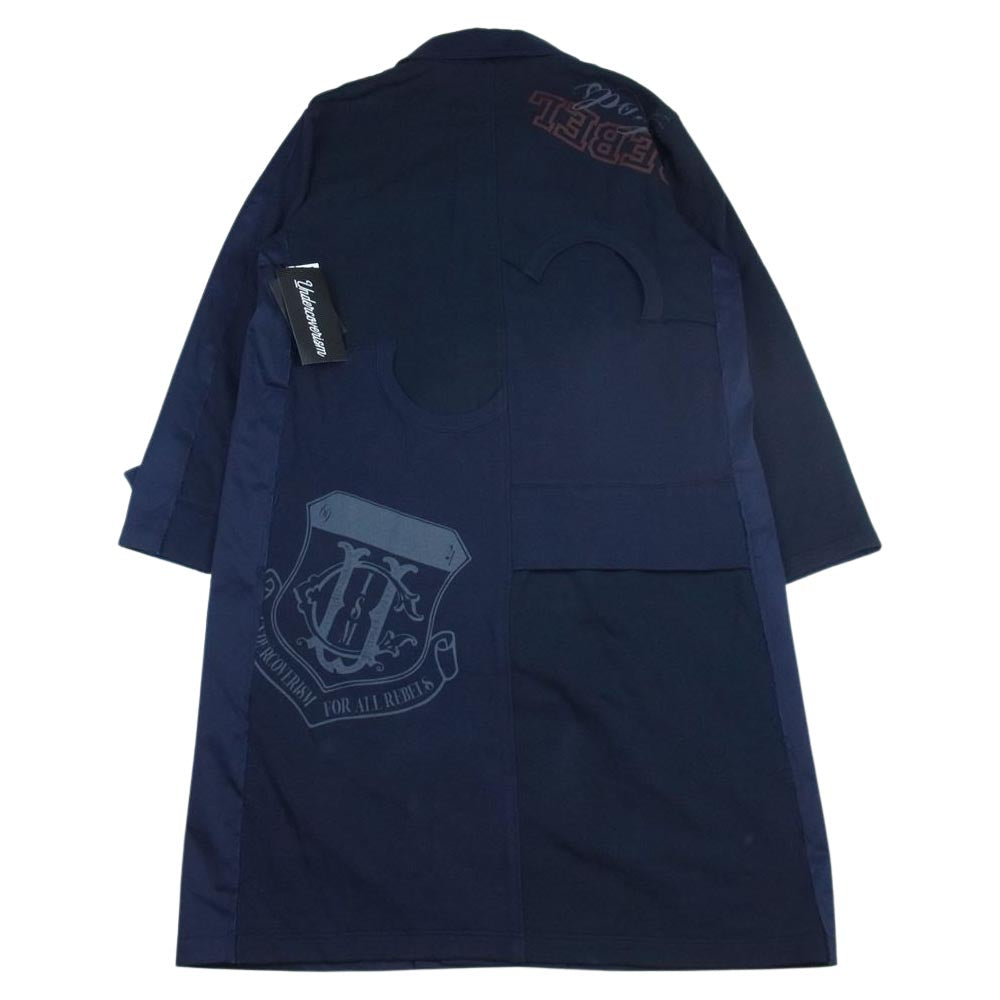 UNDERCOVER アンダーカバー 22SS UI1B4301 Undercoverism アンダーカバーイズム Pe/C ツイル後ハギコート 再構築 ステンカラーコート ネイビー系 4【美品】【中古】