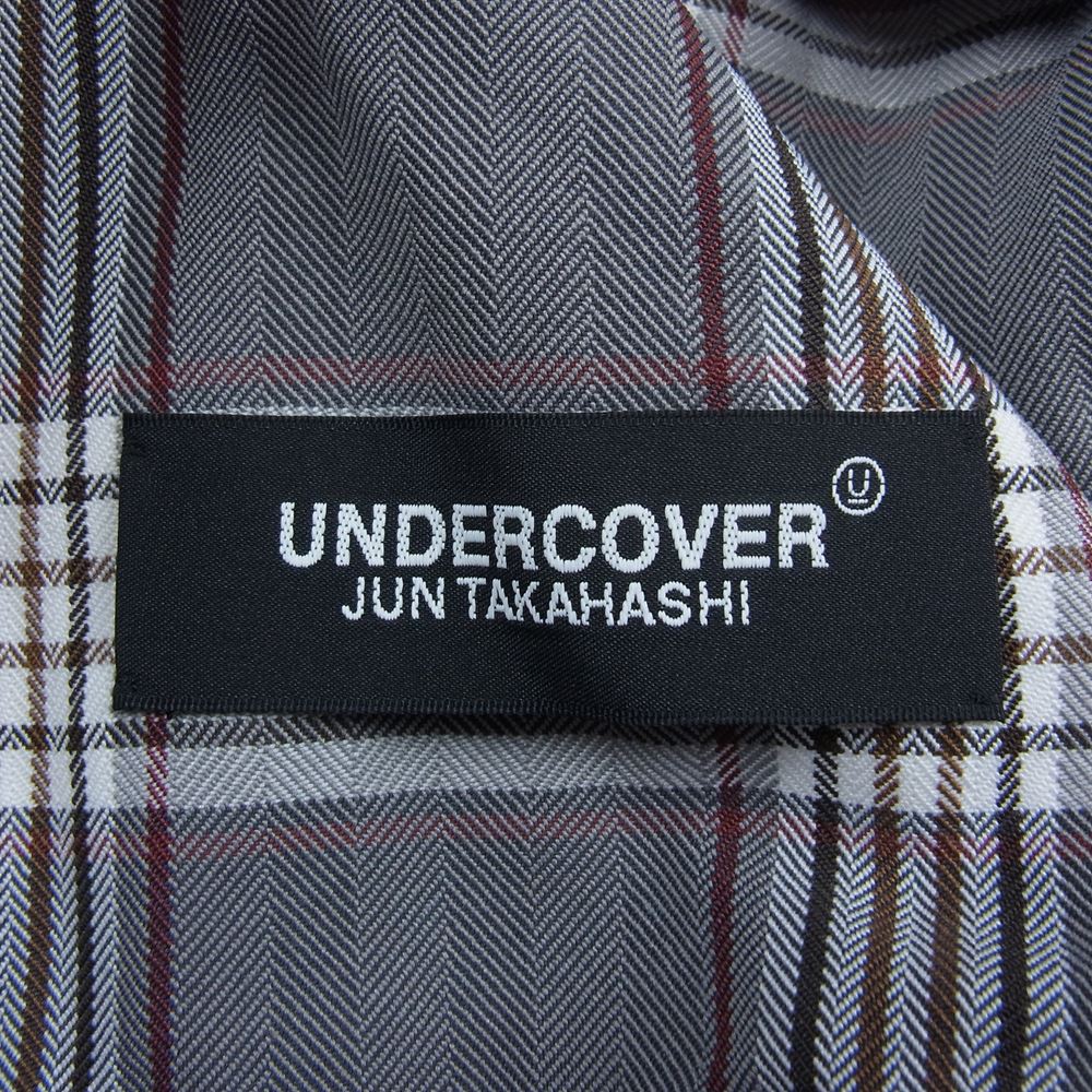 UNDERCOVER アンダーカバー 22SS UC1B4204 ニット パーカー チェック シャツ ドッキング ジップ ジャケット エンジ系 3【美品】【中古】
